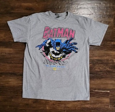 DC Comics Batman The Dark Knight Adult T-Shirt Graphic Tee Japanese Kanji