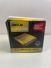 Reln 4 in x 4 in Brushed Gold Square Shower Drain Square Pattern Drain Cover
