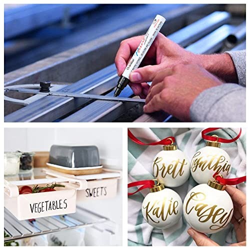  Permanent Paint Markers Pens - 3 Pack Oil Based Paint Pens, Medium Tip, Black