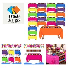 Mexican Fiesta Tablecloth 54 x 108'' Party Plastic Tablecloth Striped Table C...