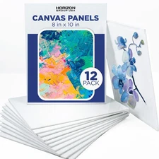 Horizon Group USA 8x10 Painting Panel Canvas Boards, Pack of 12, Multicolor
