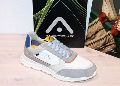 AMBITIOUS Leder/Nylon Sneaker Schnürer - ARROW Grey/White-Made in Portugal- Neu!