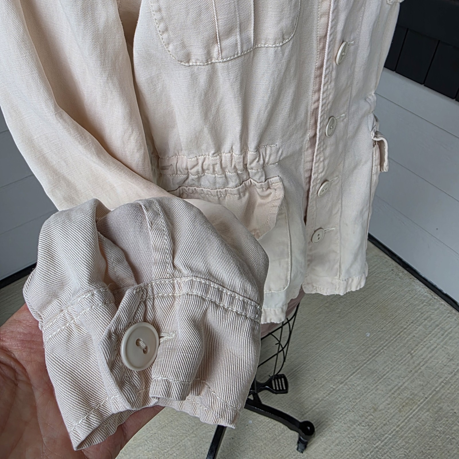 Sanctuary Utility Jacket Beige Button Front Long … - image 3