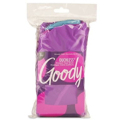 Goody Styling Essentials Shower Cap, 3 3 Count (Paack of 1), Colors May Vary