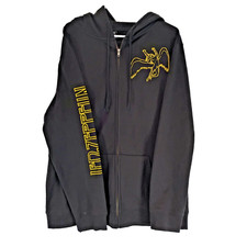 Led Zeppelin Mens XL Hoodie Black Full Zipper Rock Stairway to Heaven