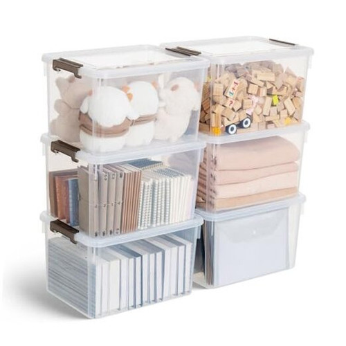 32 Qt Plastic Storage Bins with Lids, Large Stackable Storage Containers for