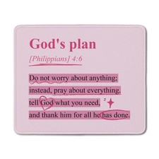 Pink Christian Mouse Pad, Philippians 4:6 God's Plan Bible Verse Mouse Pads M...