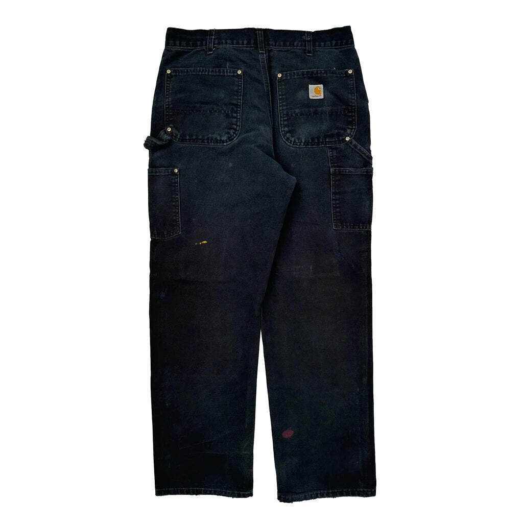 Carhartt Double Knee Carpenter Pants - 33W 32L Black Cotton