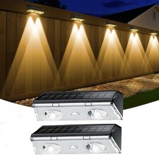 Solar Fence Lights Outdoor, 2 Pack IP65 Waterproof Fence Lights Solar Powered wi