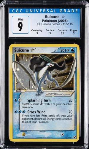 2005 POKEMON EX UNSEEN FORCES #115/115 SUICUNE CGC 9