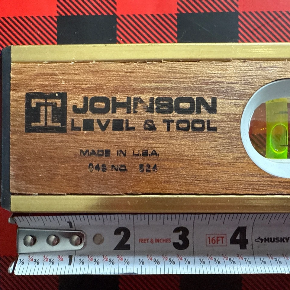 Vintage Johnson Level & Tool  24” Mason Mahogany Brass 524 USA 6 Vial Bubble NOS - Image 2 of 4