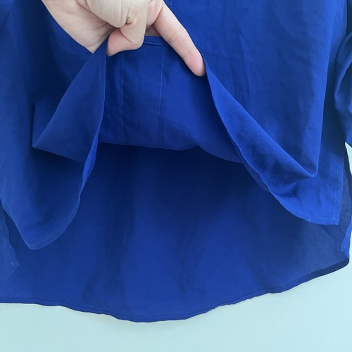 Zara Womens Blue Shoulder Studded XL Roll Tab Stretch Chiffon Casual Work Career - Picture 8 of 12