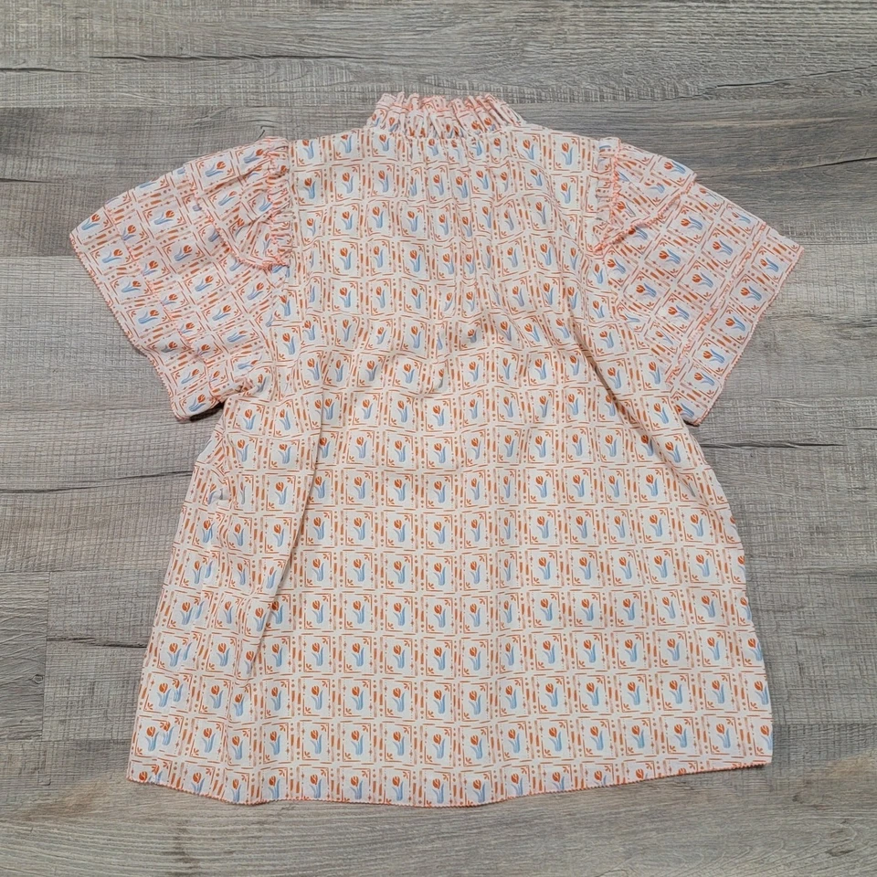 NWT Hunter Bell Millie Short Sleeve Cotton Tulip Top Size Small Floral Ruffle - Image 3 of 4