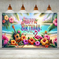 Blissyard Summer Happy Birthday Backdrops Banners 71X43 Inch Hawaiian Backdrop f