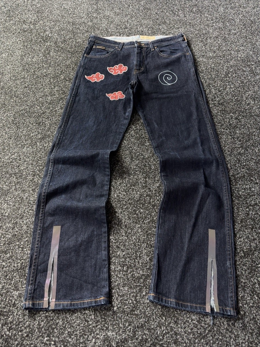 Custom Wrangler Naruto Jeans Akatsuki Uchiha Konoha Art Men's W32