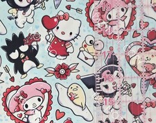Custom 100 Cotton Woven Fabric Hello Kitty Sanrio Valentine's Day 1/4 Yard 9x56