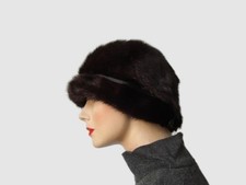 Women's Sz 22" Dark Ranch Mink Fur Hat MINT 