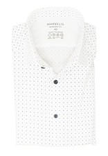 Marvelis Mens Easy To Wear Shirt Modern Fit Kent Collared Long Sleeve Stretch Dots