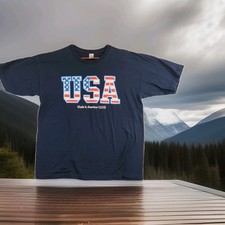 2015 Made In America Flag Logo Navy Blue T-shirt Mens XL