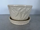 McCoy Vintage Soft White Leaf Berries hobnail Design. Rare Large 4” By 6” Wide