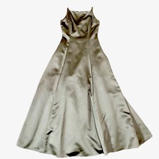 Vintage Y2K ABS By Allen Schwartz Prom Dress 4 Maxi Gown Satin Beige Bridesmaid