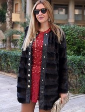 ZARA TRINNY FAUX FUR BROWN COAT REAL LEATHER LAMBSKIN TRIM  JACKET BLAZER  XL