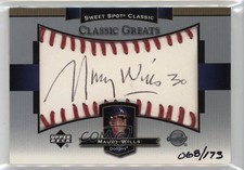 2003 Upper Deck Sweet Spot Classic Greats Black Ink 68/173 Maury Wills Auto 0y9m