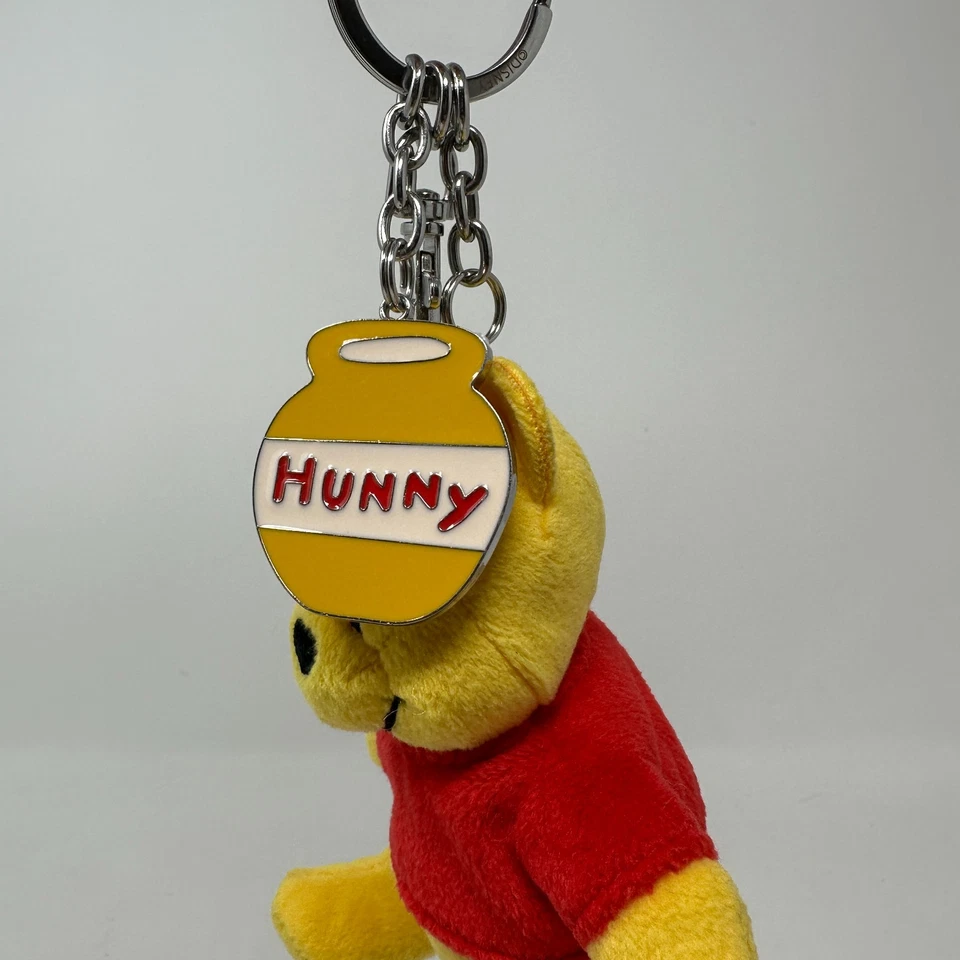 Disney Winnie The Pooh Hunny Pot Plush Keychain Bag Charm Teddy Bear 4" - Image 4 of 4
