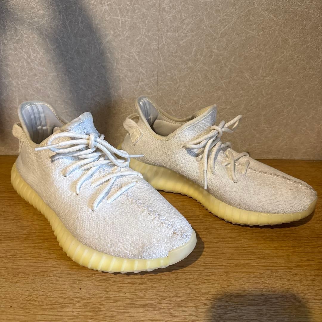 Yeezy Boost 350 V2 White/Yellow Knit Sneakers Used thumbnail 2