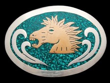 MI09151 VINTAGE 1970s  HORSE HEAD  SOUTHWESTERN DESIGN BUCKLE
