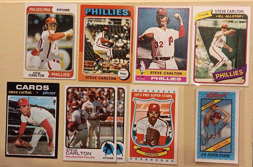 Lot 9 1971-1980 STEVE CARLTON Baseball Cards Phillies Cardinals MLB Hall of Fame