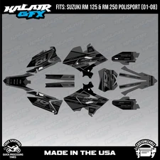 Graphics Kit for SUZUKI RM125 250 2001-08 POLISPORT RESTYLE Warrior-Smoke