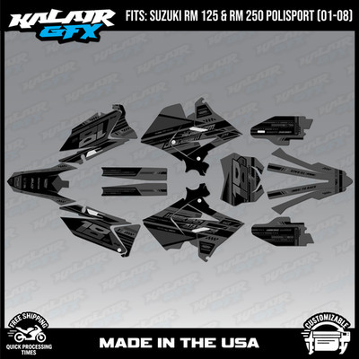 Graphics Kit for SUZUKI RM125 250 2001-08 POLISPORT RESTYLE Warrior-Smoke