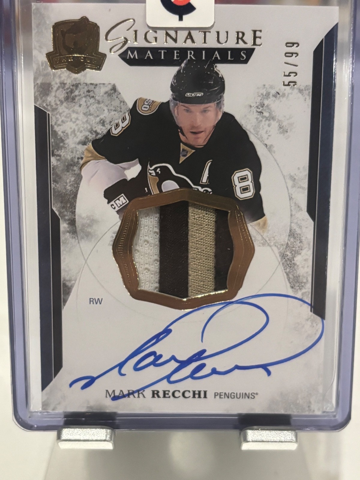 2017-18 Upper Deck The Cup – Signature Materials Mark Recchi Auto Patch #55/99 –