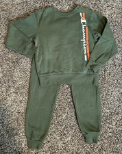 2 Piece Boys Set Champion Green Olive Sweatshirt Pants Size 6