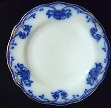 Wood & Sons England Davenport Pattern Flow Blue Gold 7" Salad Plate(s) VG