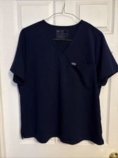 Figs Technical Collection Scrub Top Navy Blue Nursing Medical Uniform, Size XXL