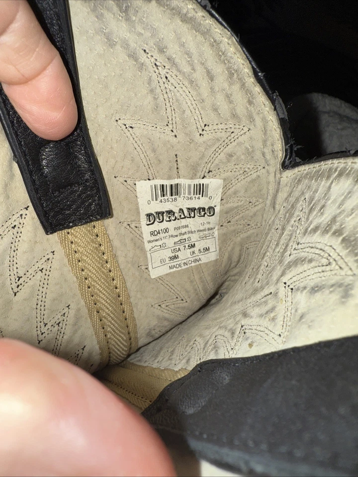 Botas de Vaquero Durango de Cuero Negro para Mujer Talla 7.5 M Estilo RD4100 Hermoso Estado Foto 2 de 4