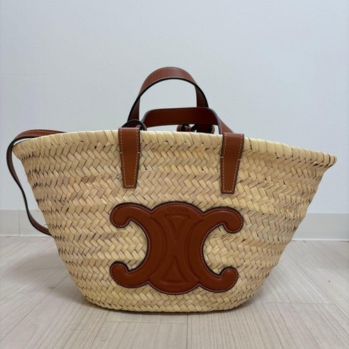 CELINE Teen Triomphe Classic Woven Basket Bag Brown Women's Pre-owned From Japan