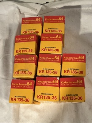 Kodachrome Kodak 64 Color Slide Film 36 Exp 35mm KR 135-36 *Expired* Lot Of 10