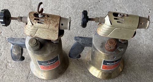 2- Vintage Turner Brass Gasoline Blow Torch Made In USA Untested, but Complete