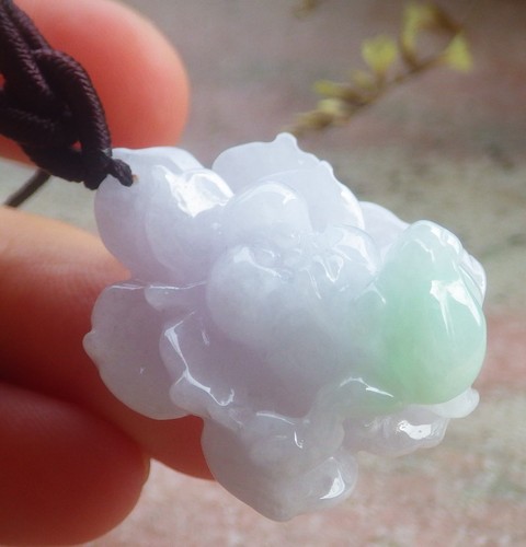 Colgante de jadeíta de jade natural púrpura certificado por video flor de sapo rana 120399 VS - Imagen 1 de 13