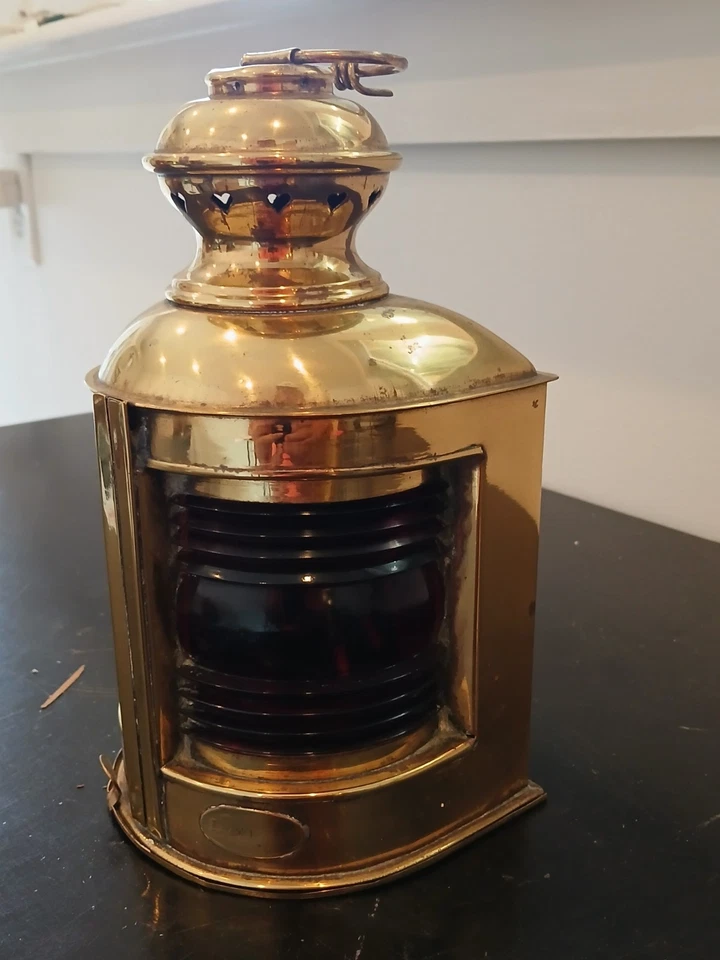 Vintage Brass Port & Starboard Red Green Nautical Lantern Made in NY USA 9" - Image 3 of 4
