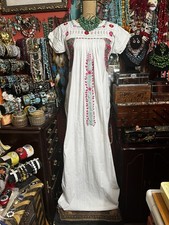 Gorgeous Oaxaca Dress In White Multi Color Embroidery Heavy Open Crochet Sz M/L