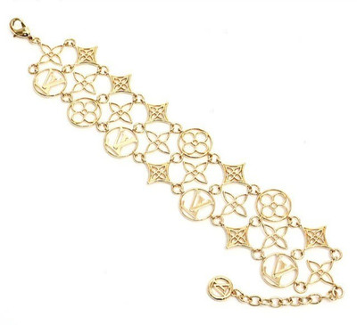 Louis Vuitton M1631A LV Monogram Flower Lace Wide Bracelet Gold tone in Rare