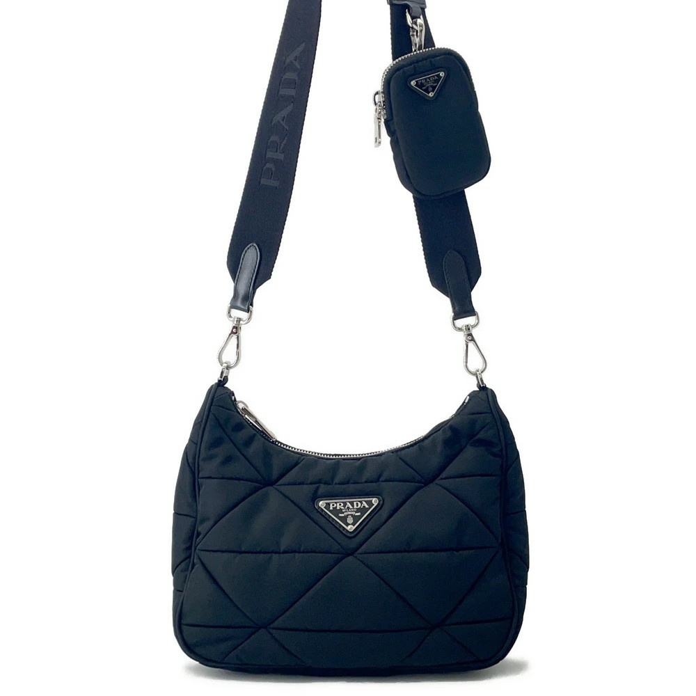 Prada Tessuto Quilted Shoulder Bag Black | eBay