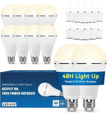 10Pack Emergency-Rechargeable-Light-Bulb,6500K LED Light Bulb with 1200 mAh,Hook