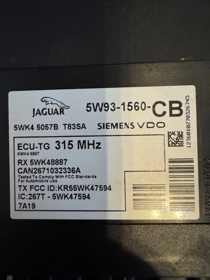 Módulo de presión de neumáticos Jaguar XJ XJ8 XJR 2004-2008 5W93-1560-CB Foto 2 de 4