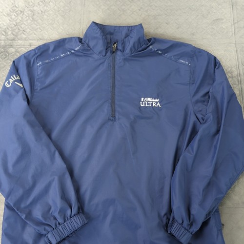 Michelob Ultra Beer Windbreaker Jacket Long Sleeve Pullover Blue Men Medium - Picture 2 of 14