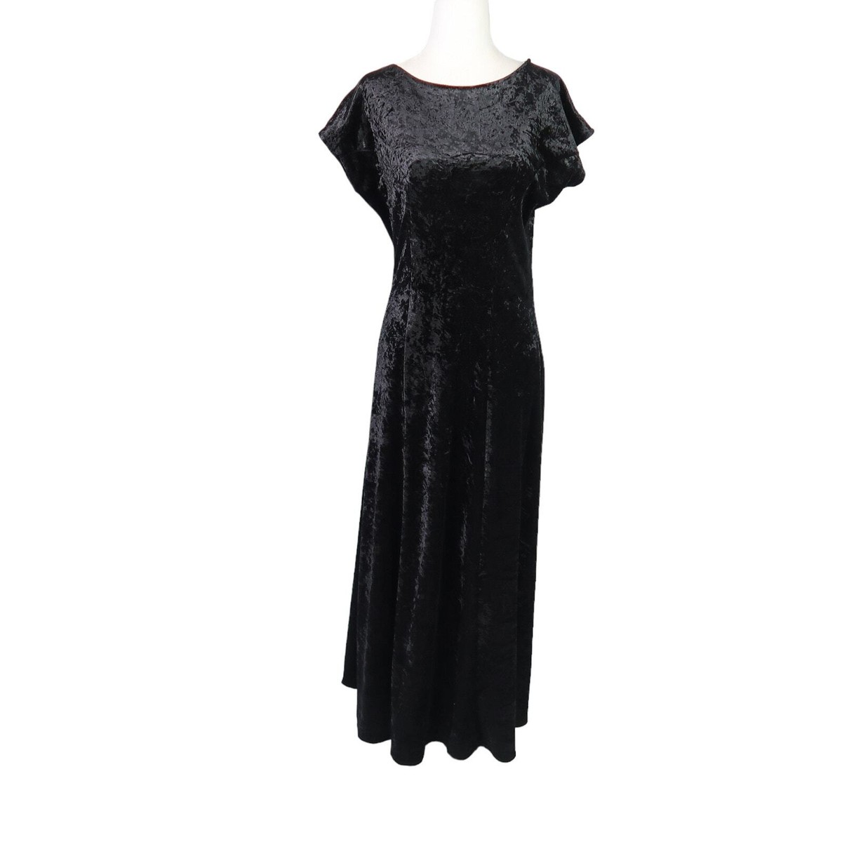Vintage 90s All That Jazz black velvet low back maxi party dress M